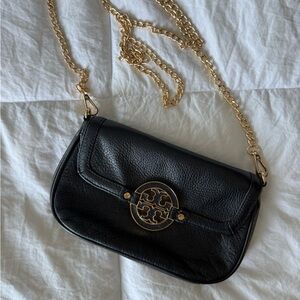 Tory Burch Black Crossbody Bag with Gold Chain